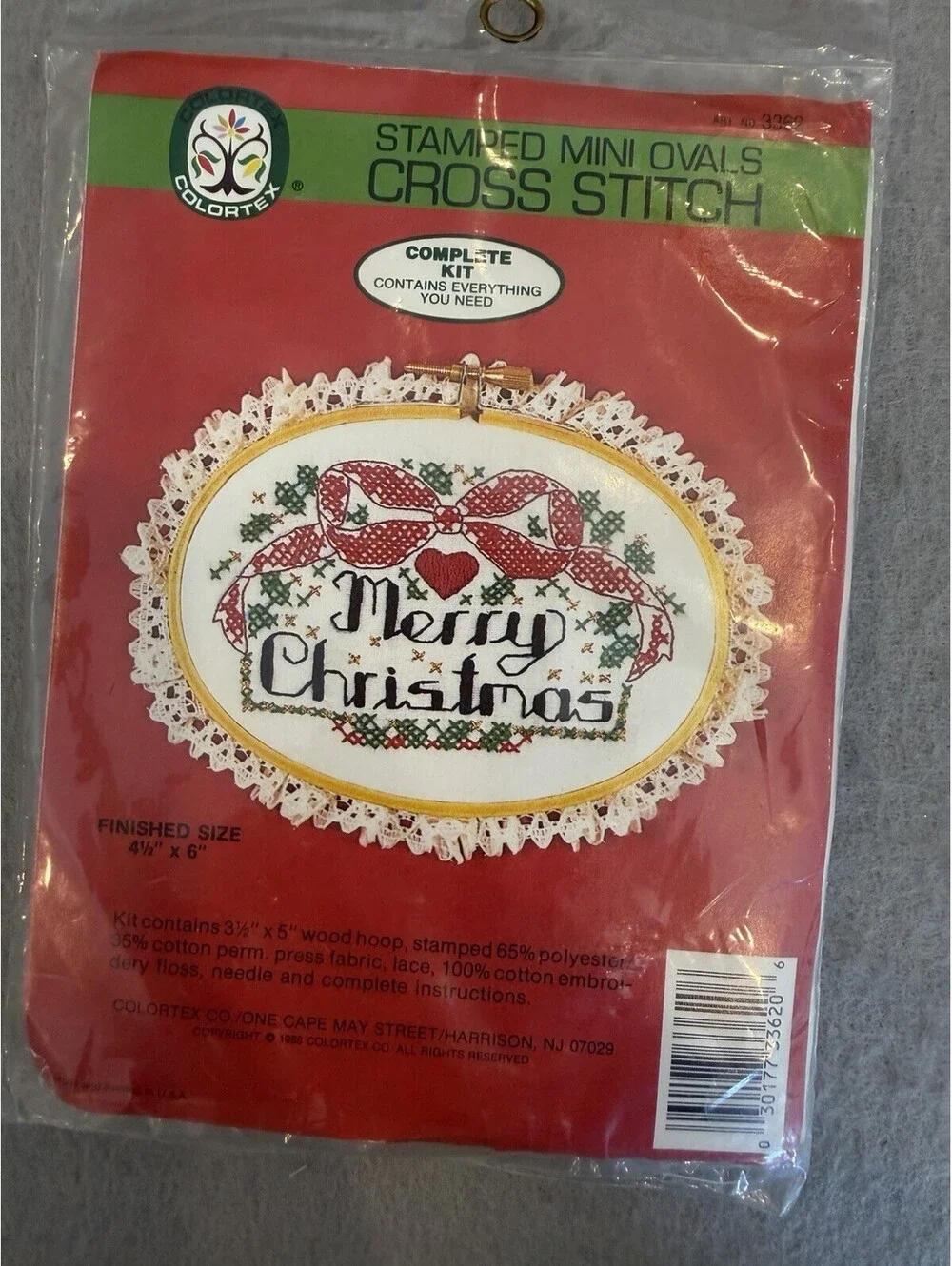 Vtg 1988 Colortex Stamped Mini Oval Cross Stitch Christmas Theme Set Of 2 New
